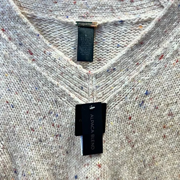 Magaschoni NWT $398 Sweater Beige Confetti Alpaca Wool Blend V Neck Size M - Picture 8 of 14